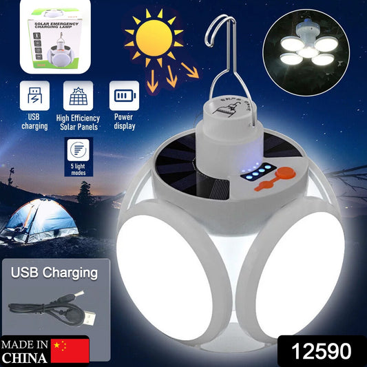 Solar Multi-functional Emergency Led Light Bulb With Usb Charging Led Camping Lamp Camping Lamp Usb Rechargeable 5 Brightness Light Modes Foldable Camping Light Sos Ip65 Waterproof