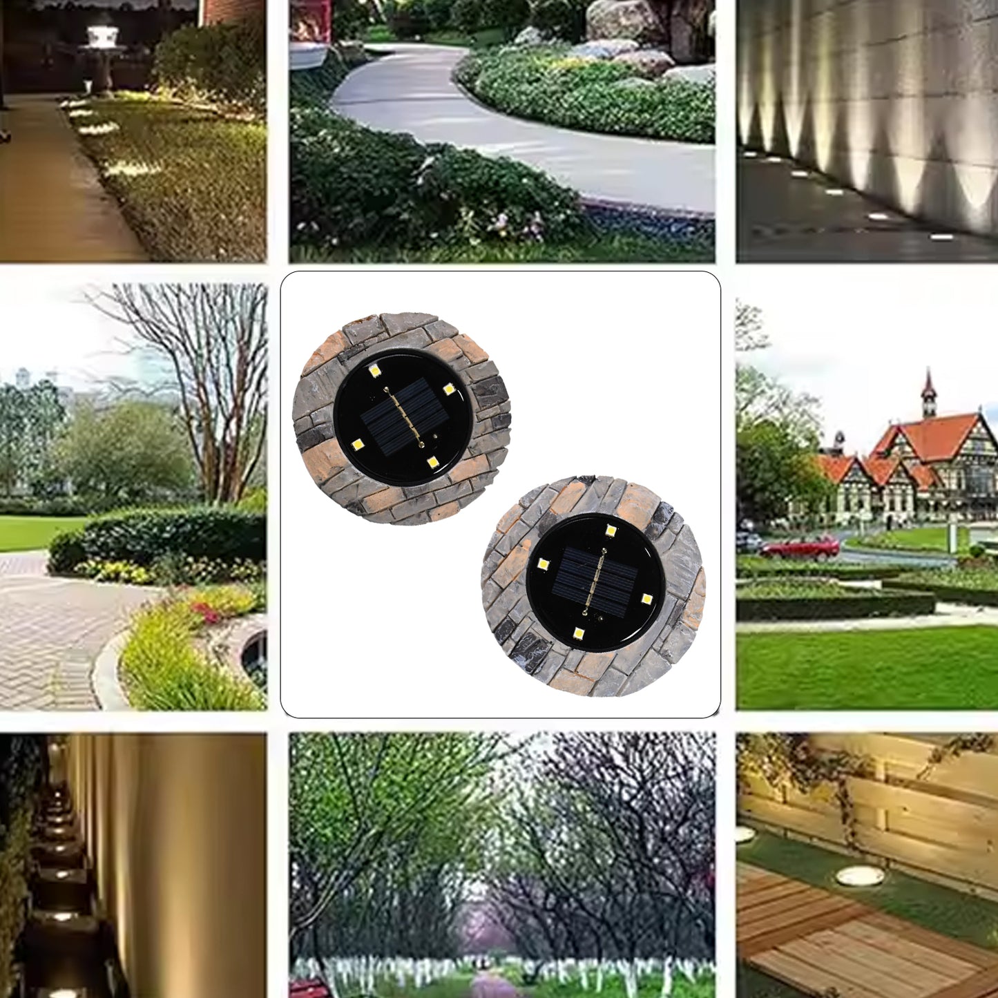 Disk Lights Slate  Heavy Duty Outdoor Solar Pathway Lights  4 Led (2 Pc)