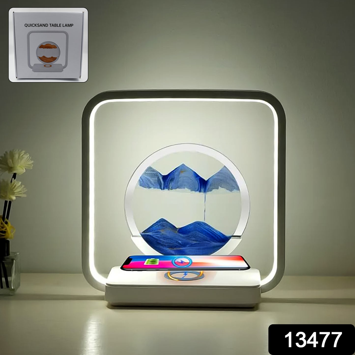 3d Wireless Charging Led Light Usb Quicksand Painting Lamp For Bedroom