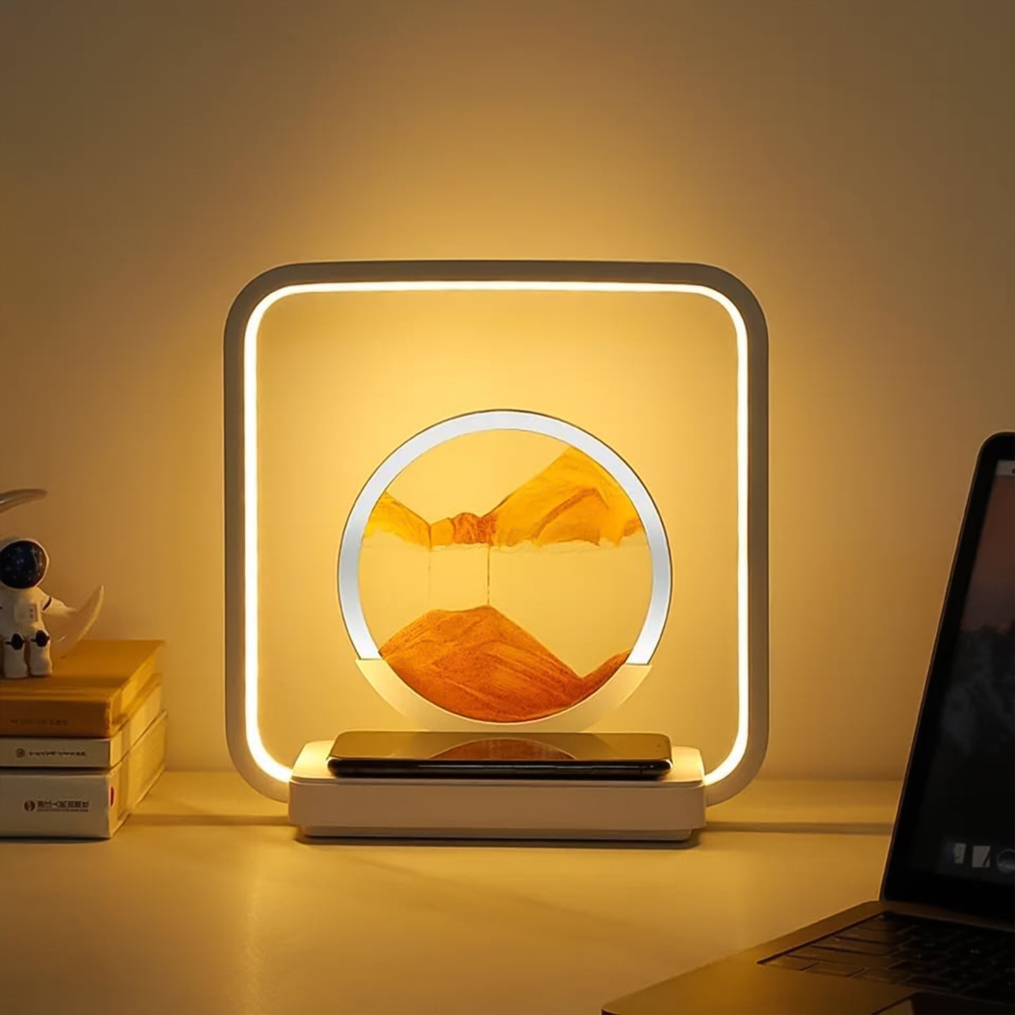 3d Wireless Charging Led Light Usb Quicksand Painting Lamp For Bedroom