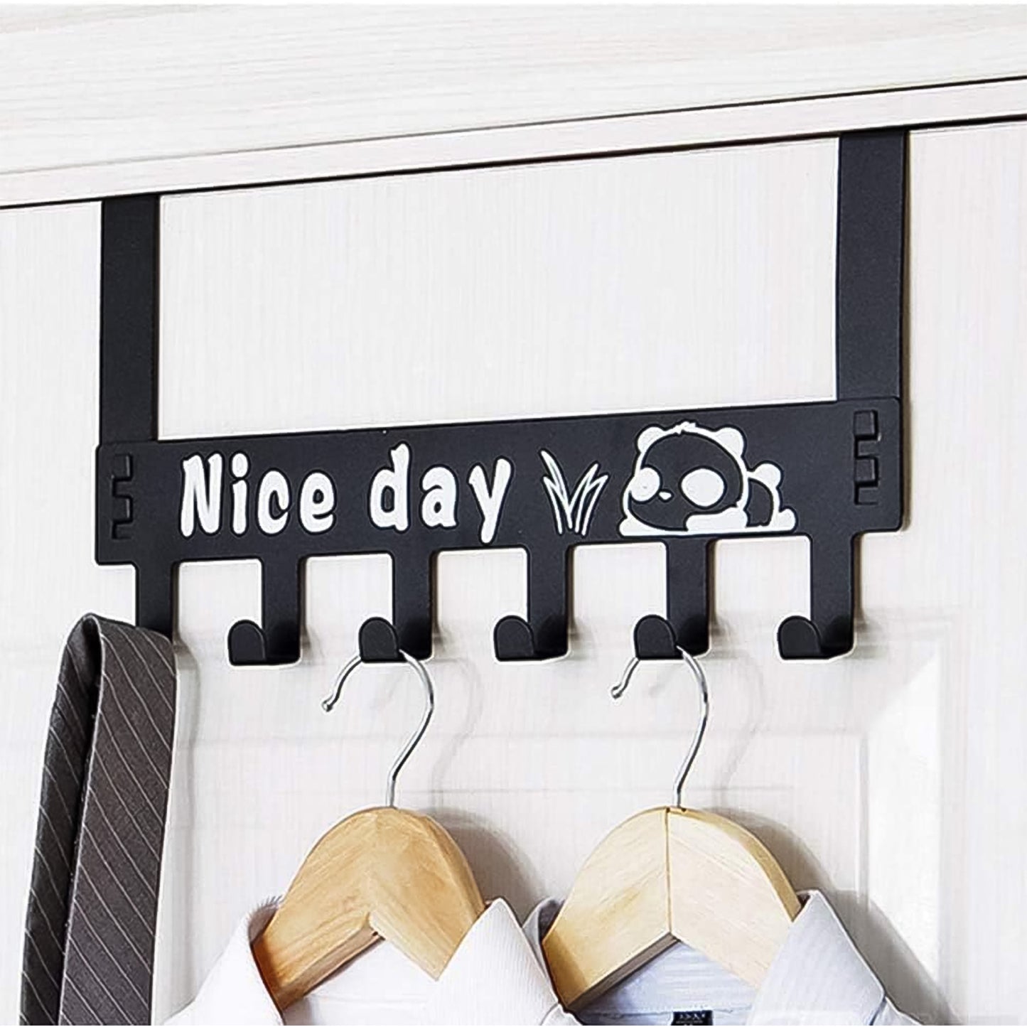 Heavy-duty Carbon Steel Door Hook Hanger Rack (1 Pc  6 Hook  Black)