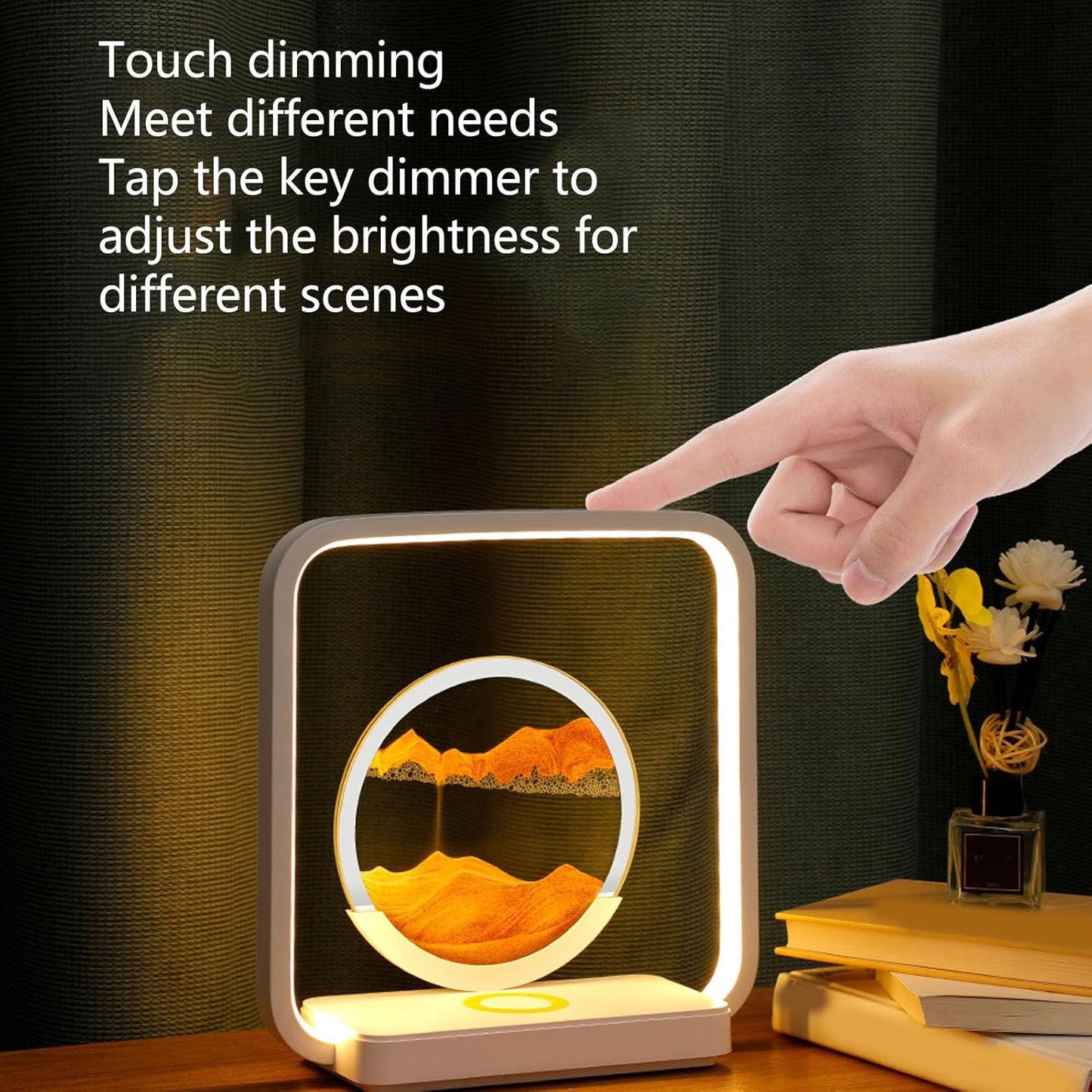 3d Wireless Charging Led Light Usb Quicksand Painting Lamp For Bedroom