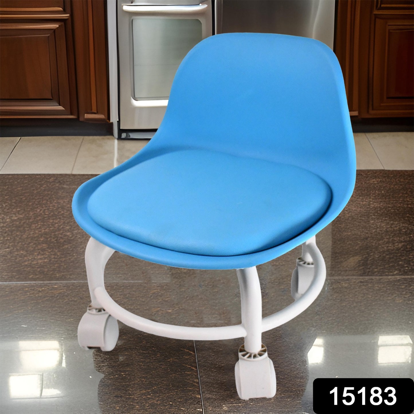 Plastic Low Round Rolling Stool With Wheels Pedicure Stool (1 Pc  Mix Color)