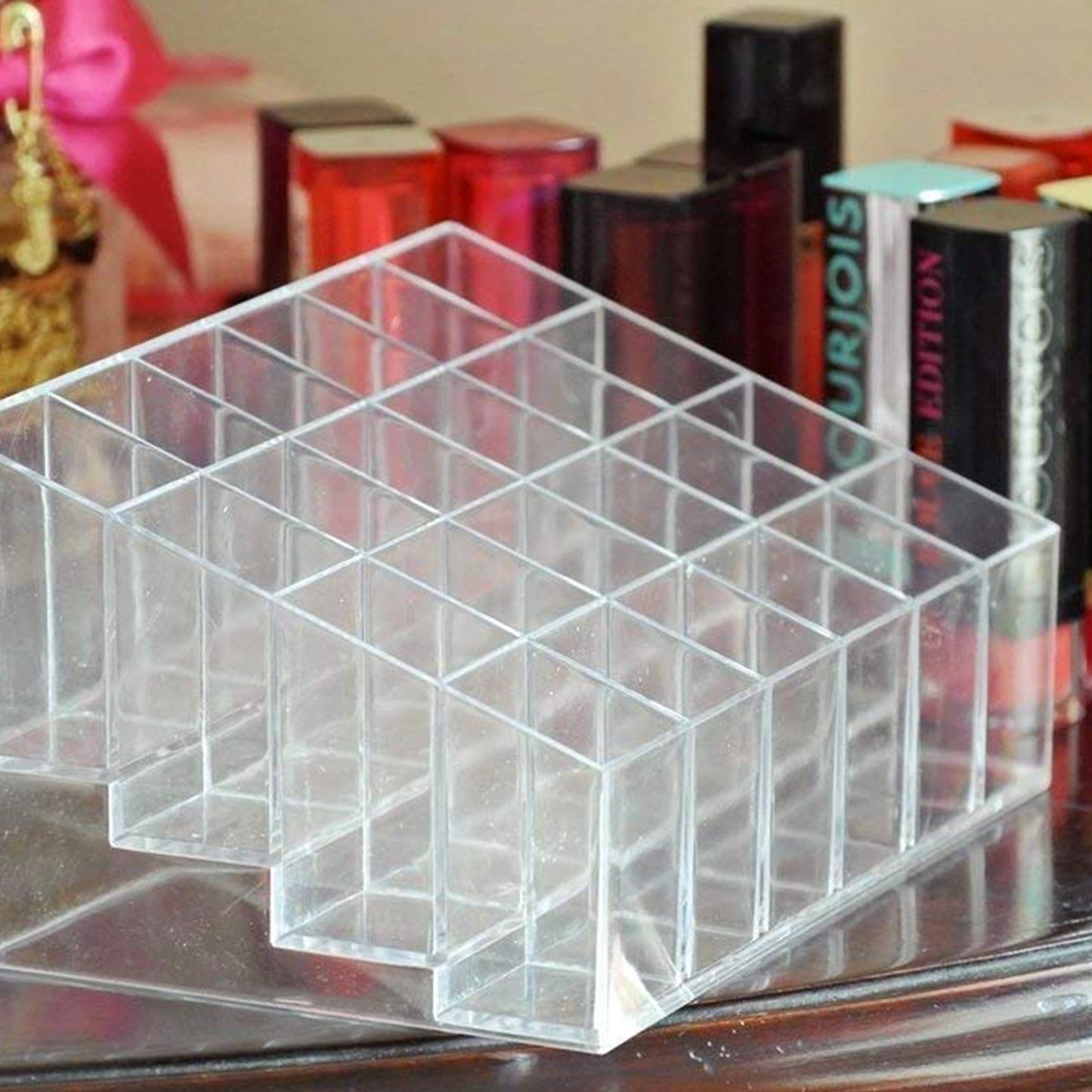 24 Hole Stand Trapezoid Holder Makeup Brushes Set Lipstick Holder Case Tools (1 Pc)