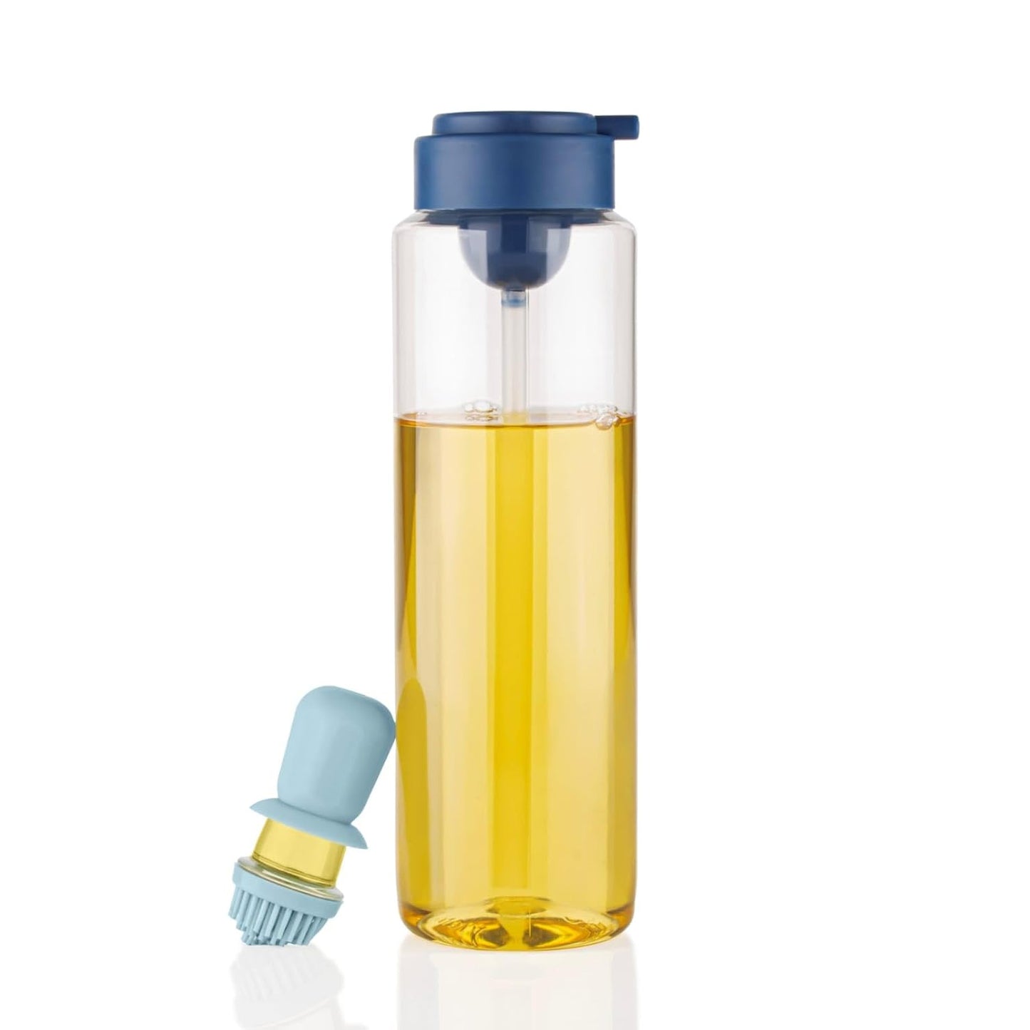 2 In 1 Transparent Oilar Dispenser With Silicone Oil Dropper Nozzle (1 Pc  With Brush  1 Ltr.)